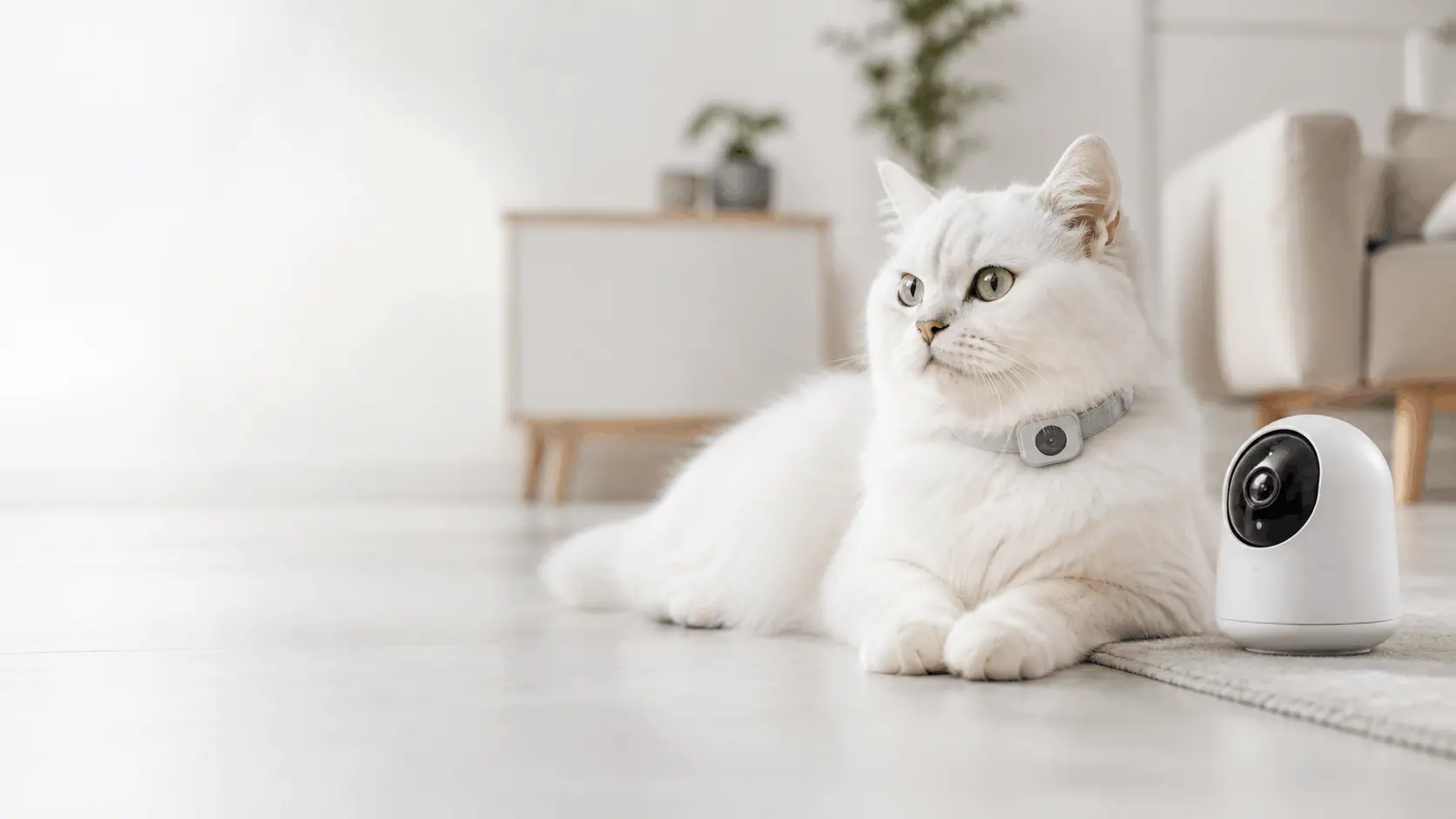 Advanced pet technology including GPS trackers and health monitoring devices for cats