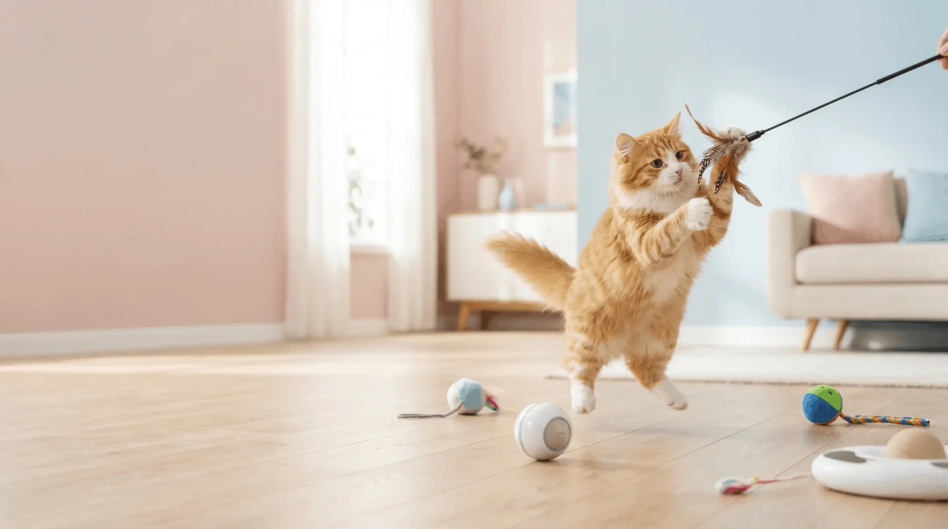 Interactive cat toys including laser chasers and puzzle feeders for pet enrichment