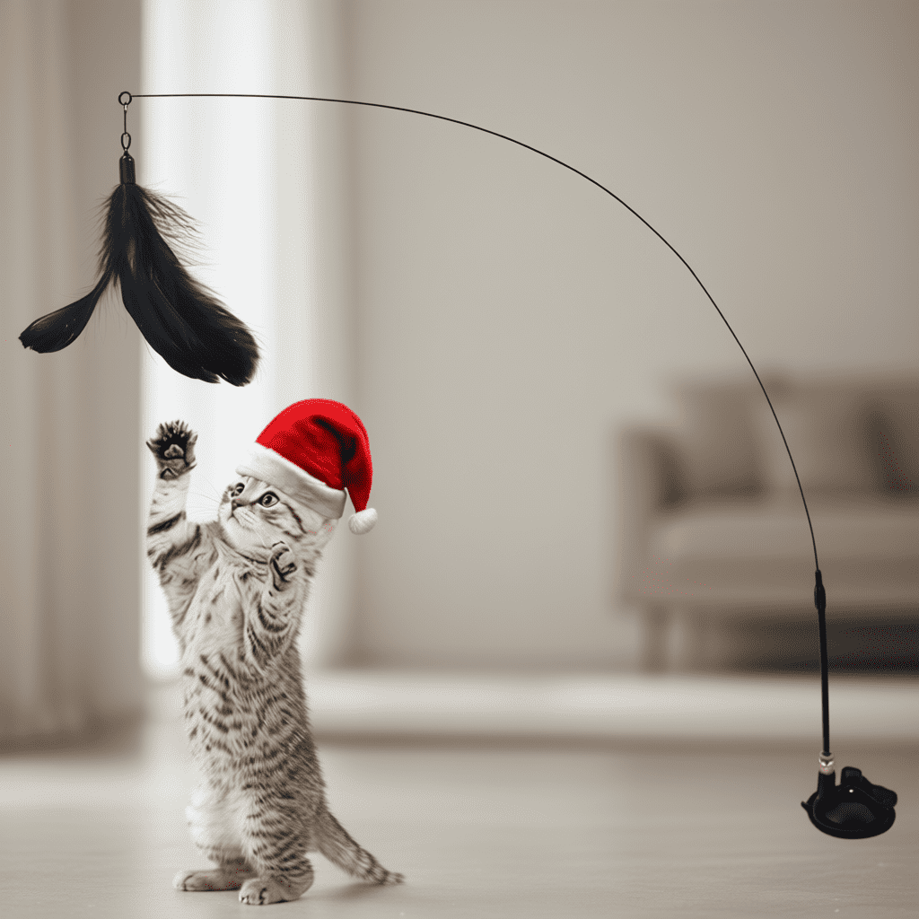 Cat Teaser Toy with Feather – Interactive Wand Toy for Indoor Cats & Kittens